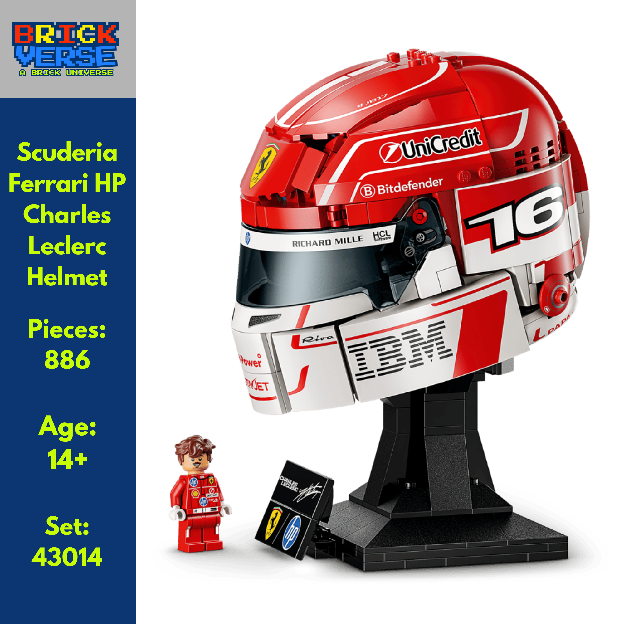 PREORDER - Scuderia Ferrari HP Charles Leclerc Helmet (43014) - LEGO® Editions - 886 Pieces
