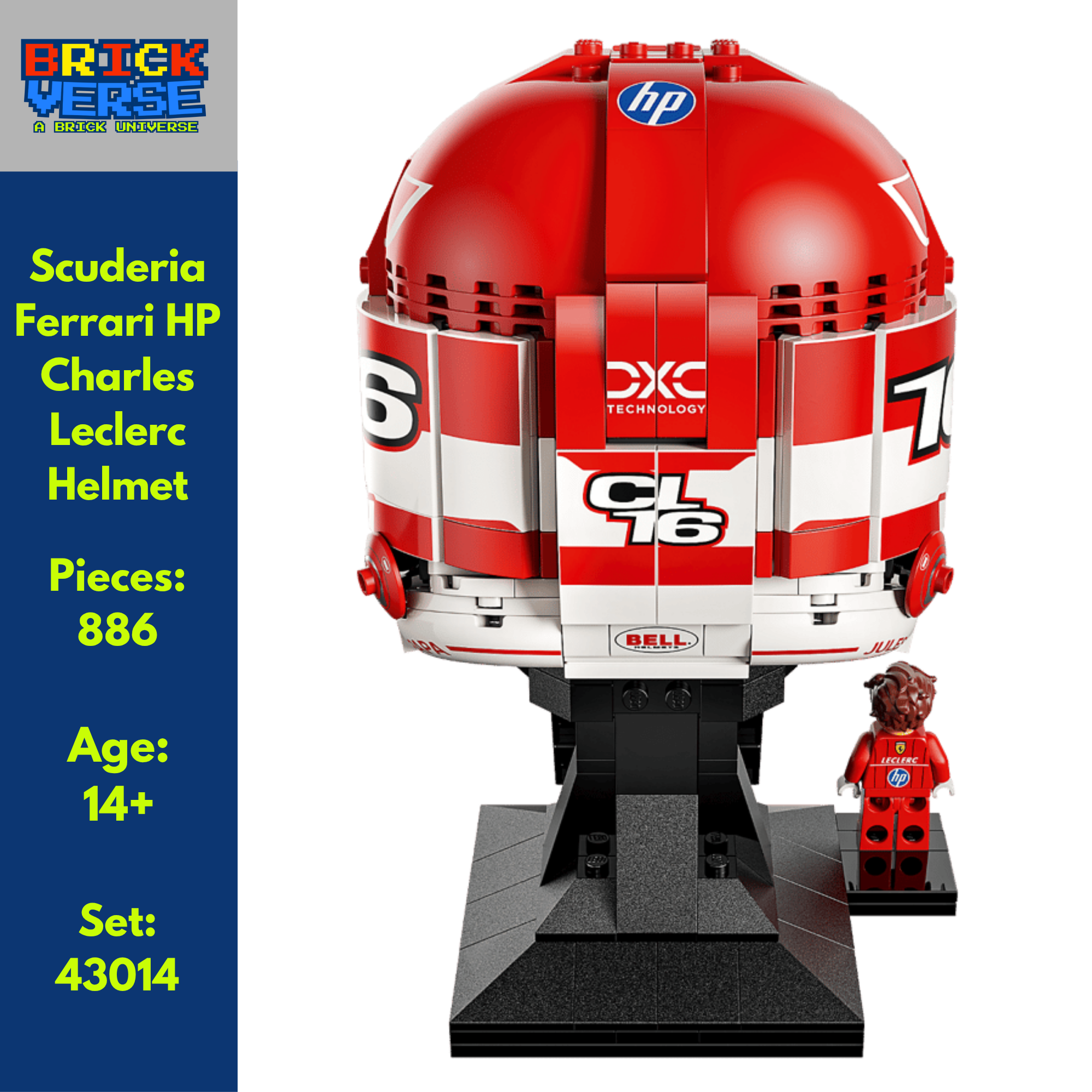 PREORDER - Scuderia Ferrari HP Charles Leclerc Helmet (43014) - LEGO® Editions - 886 Pieces