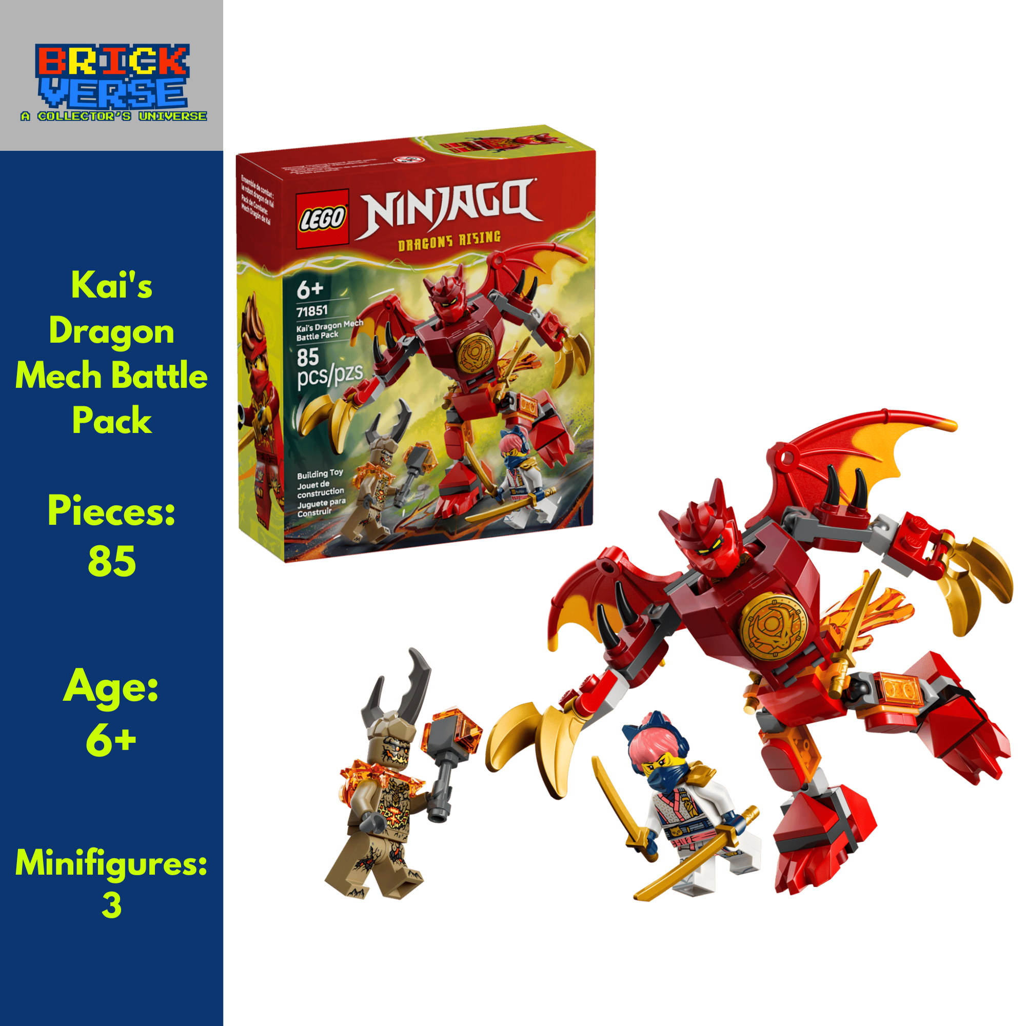 Kai's Dragon Mech Battle Pack (71851) - NINJAGO® - 85 Pieces