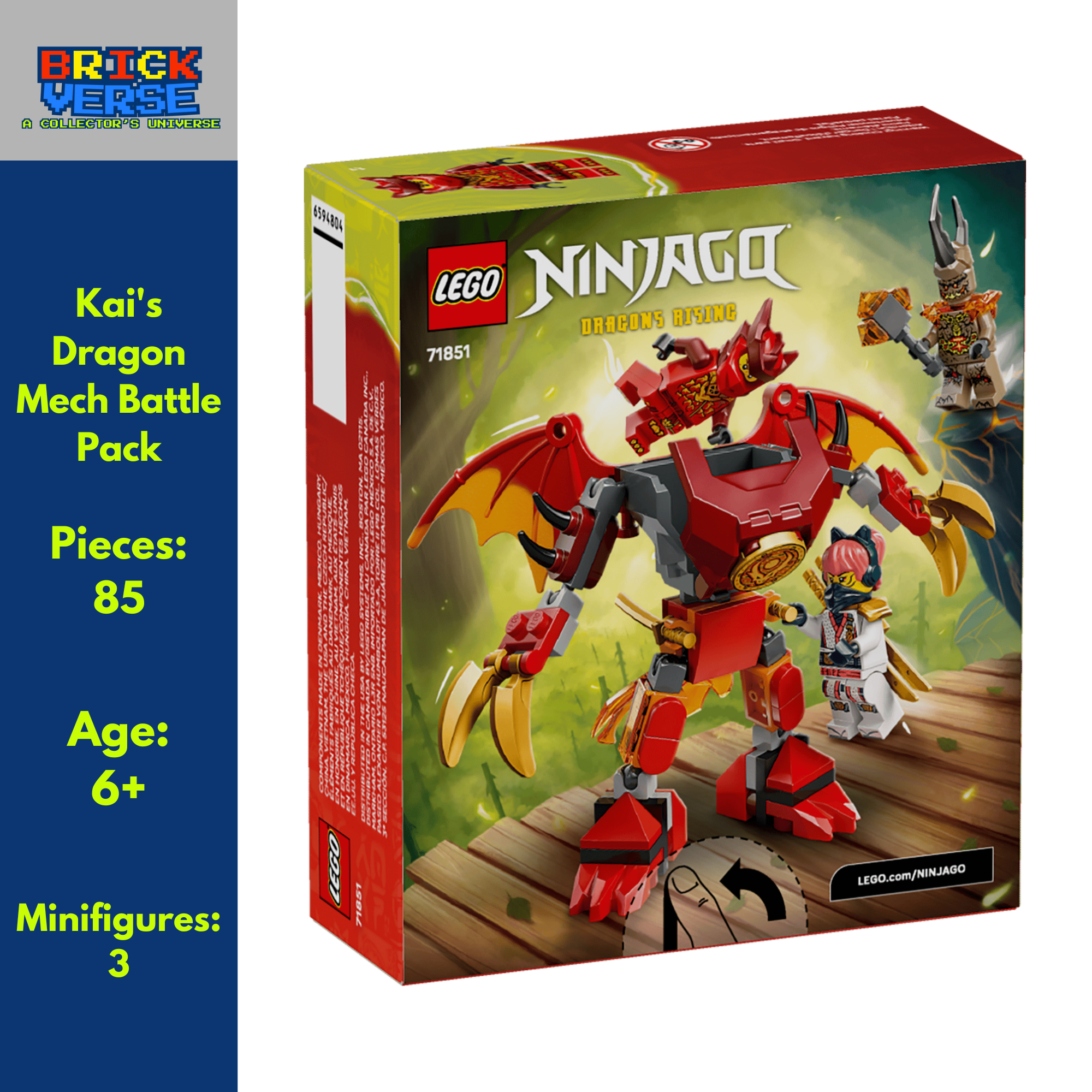 Kai's Dragon Mech Battle Pack (71851) - NINJAGO® - 85 Pieces