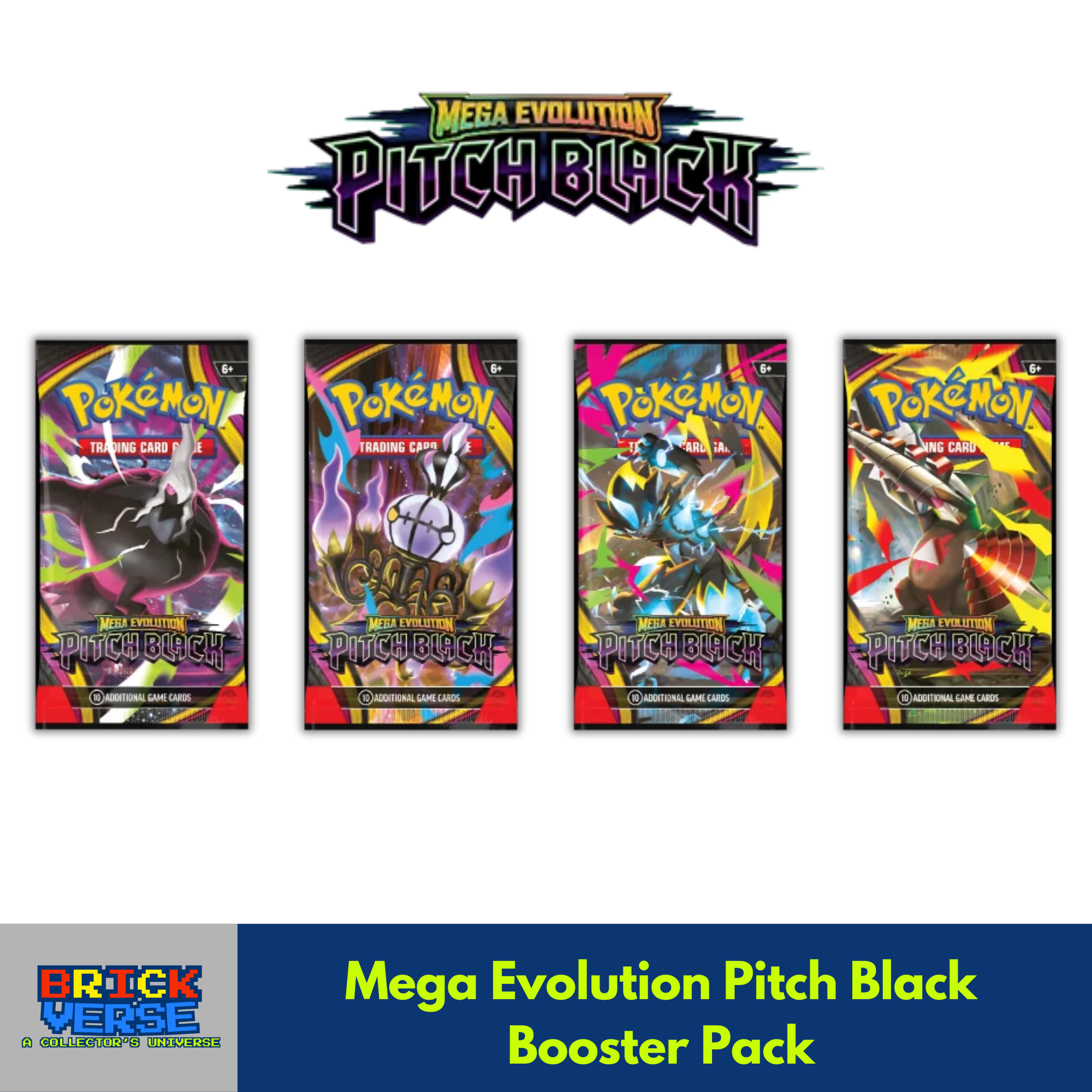 Mega Evolution Pitch Black Booster Pack - 10 Additional Game Cards