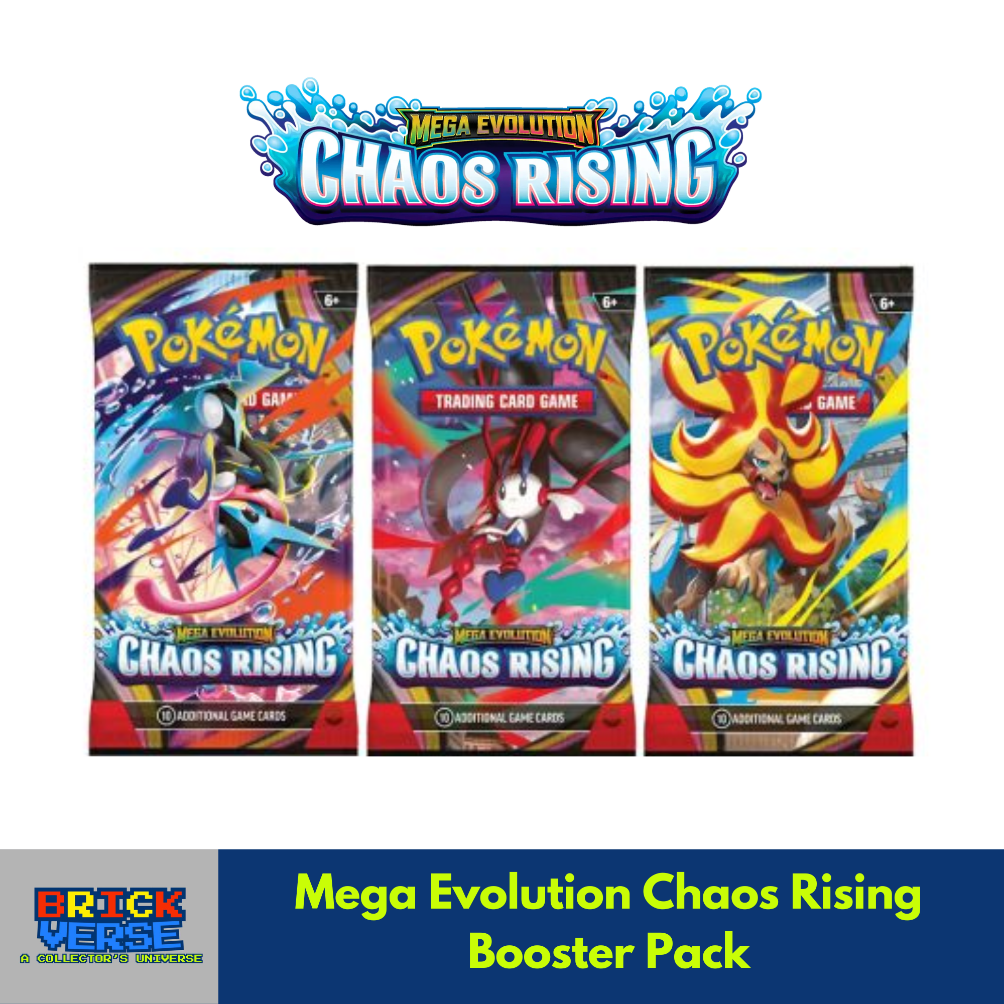 Mega Evolution Chaos Rising Booster Pack - 10 Additional Game Cards