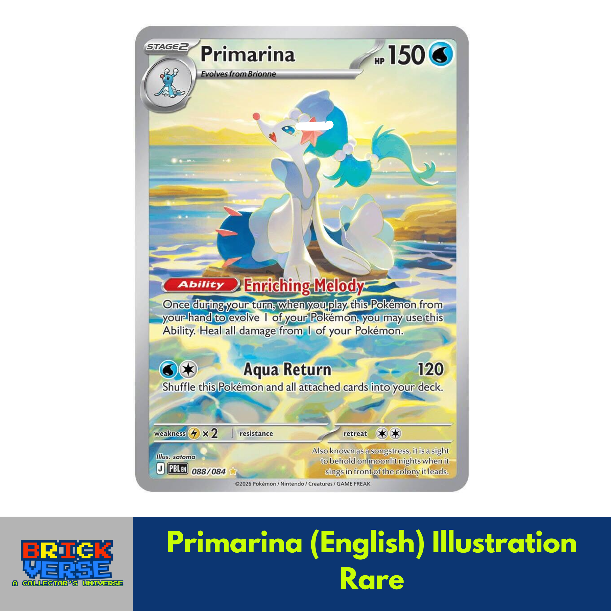 Primarina (English) Illustration Rare (IR) - Pitch Black - 088/084