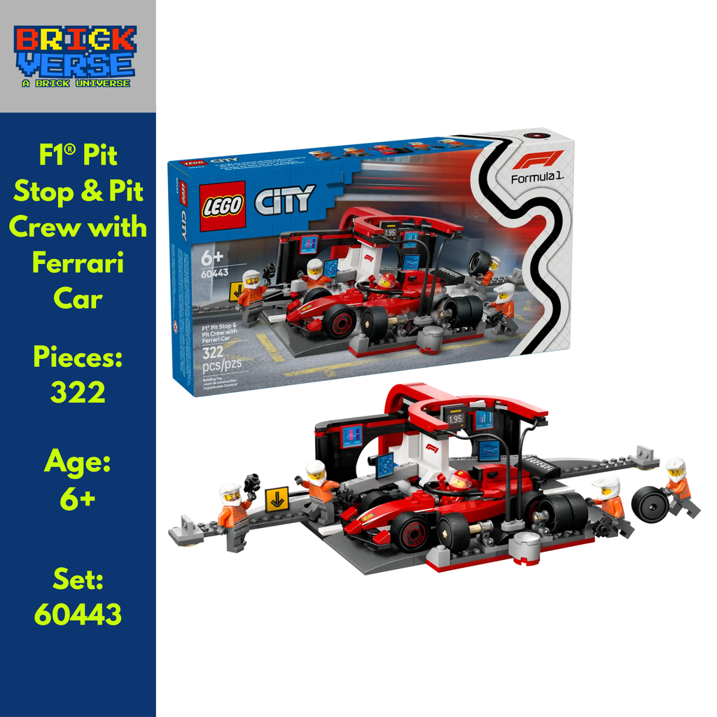 F1® Pit Stop & Pit Crew with Ferrari Car (60443) - City - 322 Pieces
