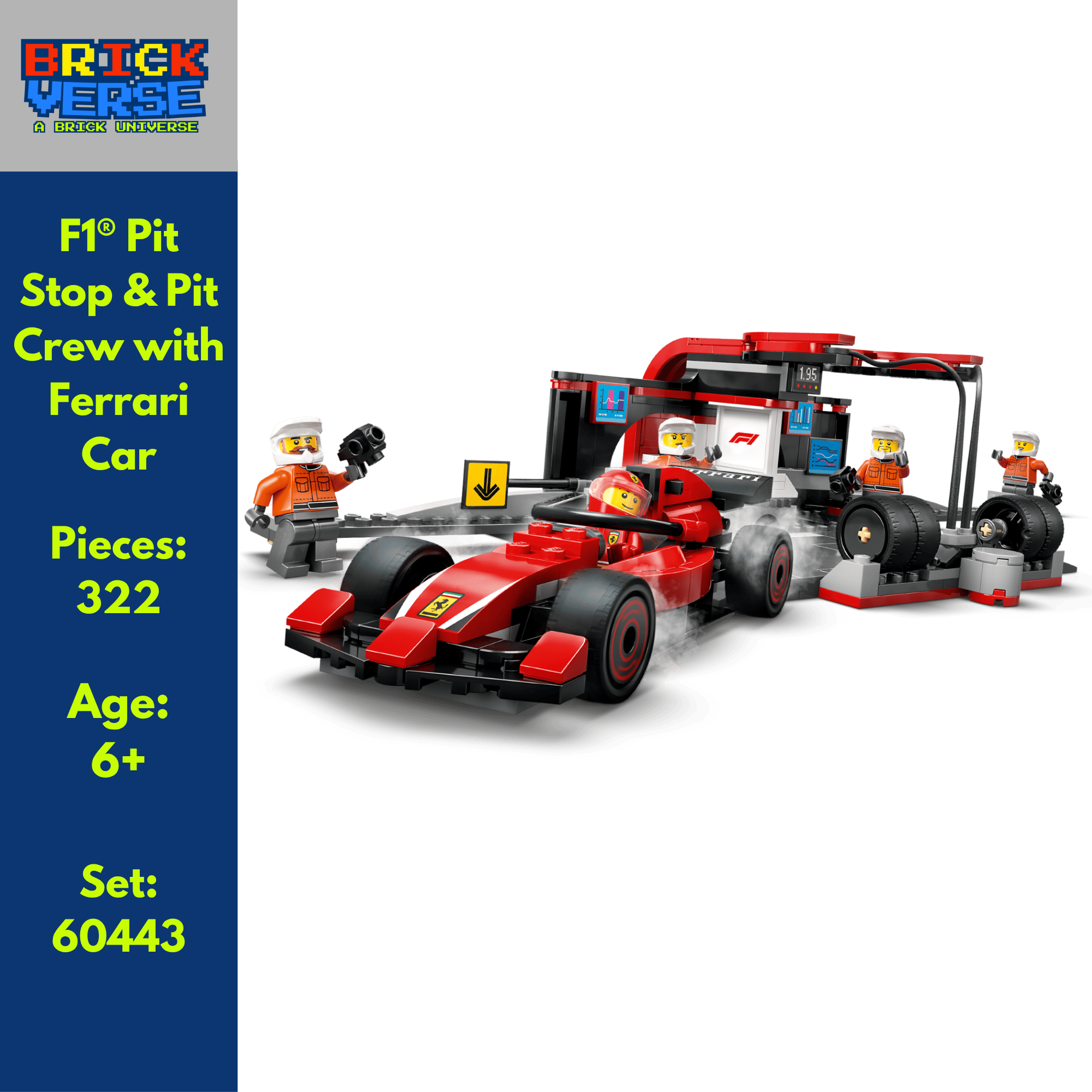 F1® Pit Stop & Pit Crew with Ferrari Car (60443) - City - 322 Pieces