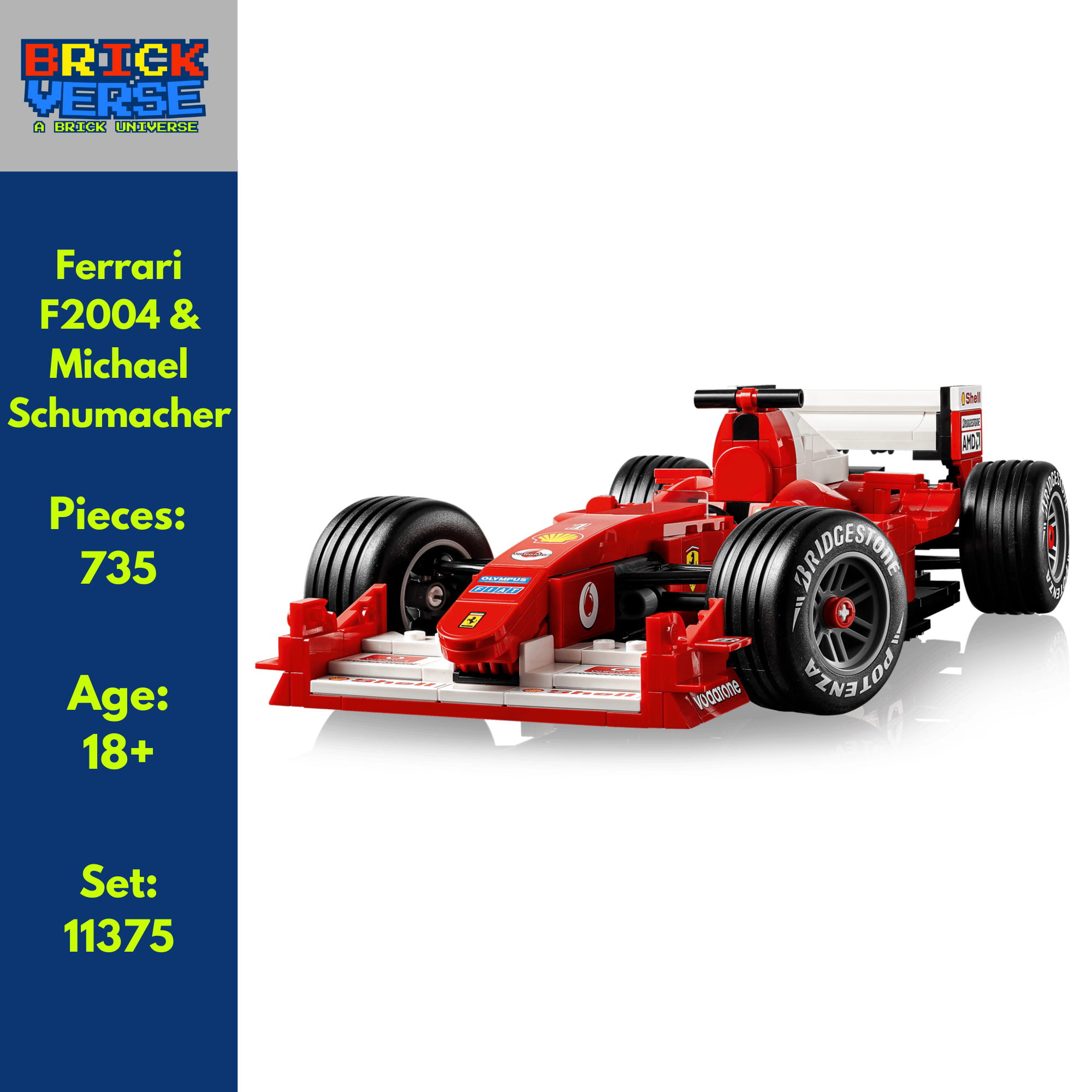 PREORDER - Ferrari F2004 & Michael Schumacher (11375) - LEGO® Icons - 735 Pieces