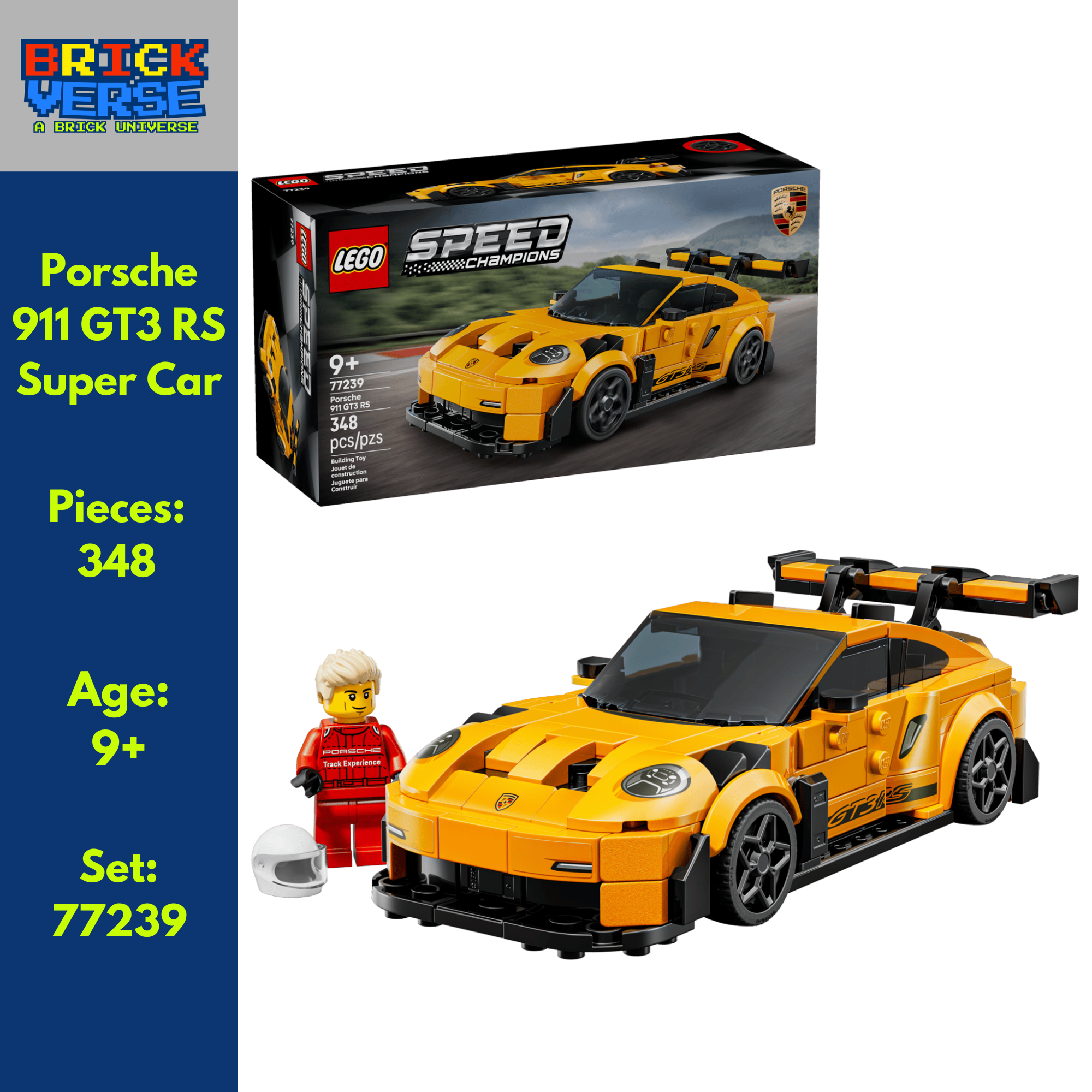 Porsche 911 GT3 RS Super Car (77239) - Speed Champions - 348 Pieces