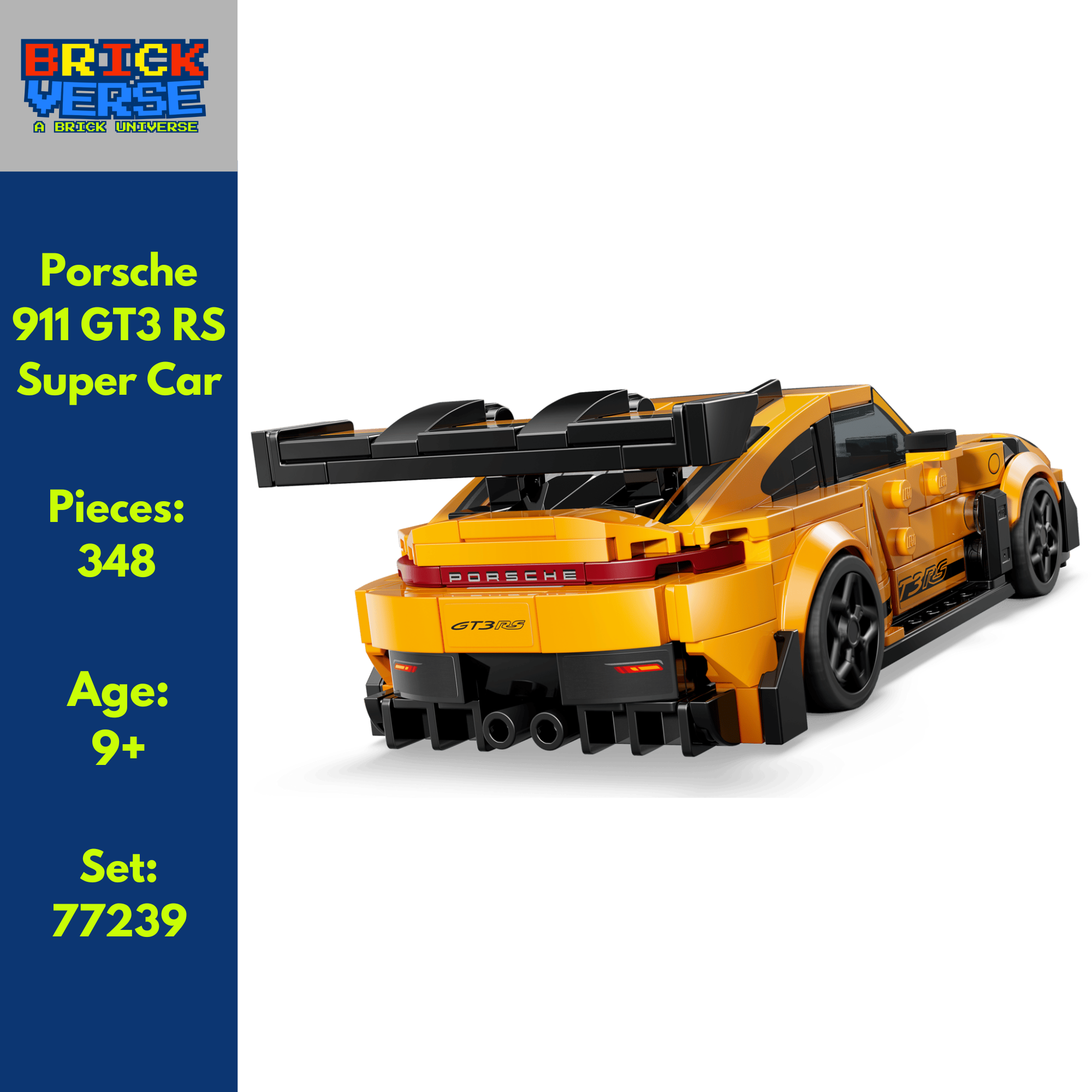 Porsche 911 GT3 RS Super Car (77239) - Speed Champions - 348 Pieces
